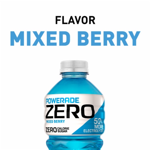 Powerade Zero Sugar Mixed Berry No Sugar Added Electrolyte & Vitamin Fruit Flavor Sports Drink Perspective: right
