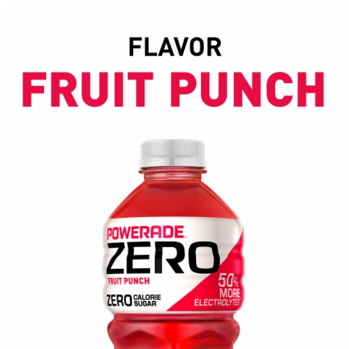 Powerade Zero Sugar Fruit Flavor Punch No Sugar Added Electrolyte & Vitamin Fruit Flavor Sport Drink Perspective: right