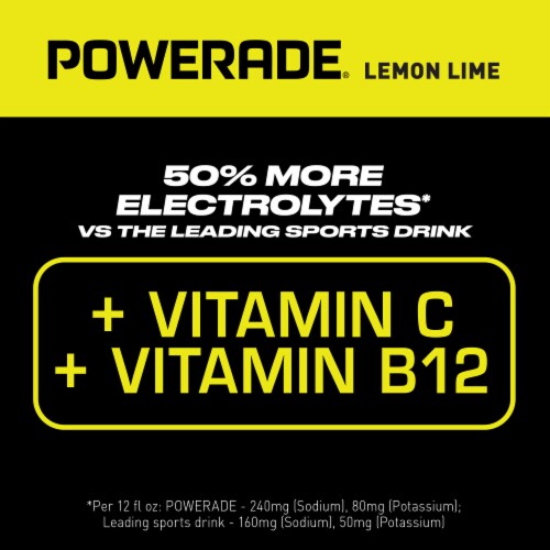 Powerade Lemon Lime Added Electrolyte & Vitamin Fruit Flavor Sports Drink Perspective: right