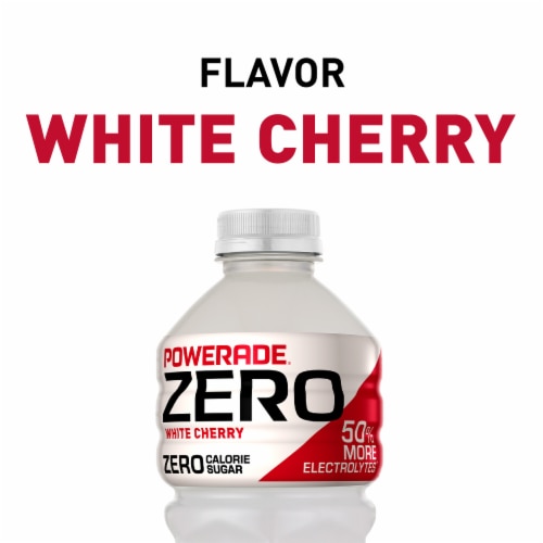 Powerade Zero Sugar White Cherry No Sugar Added Electrolyte & Vitamin Fruit Flavor Sports Drink Perspective: right
