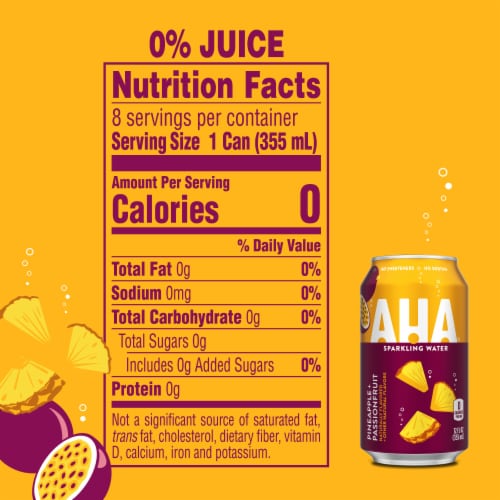 Aha® Pineapple And Passionfruit Flavored Sparkling Water Cans Perspective: right