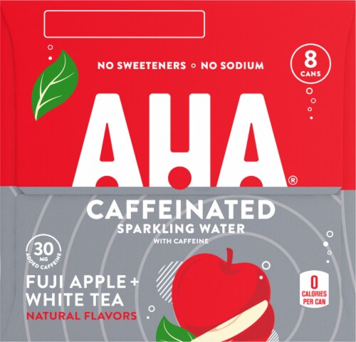 Aha® Caffeinated Sparkling Water Fuji Apple + White Tea Cans Perspective: right