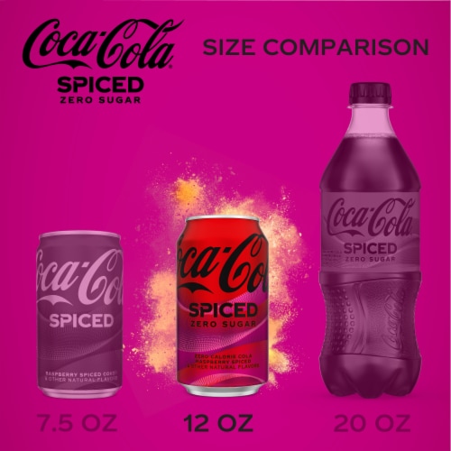 Coca-Cola® Zero Sugar Spiced Raspberry Soda Cans Perspective: right