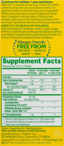 Culturelle Kids Grow + Thrive No Flavor Added Probiotic Single Serve Packets Perspective: right