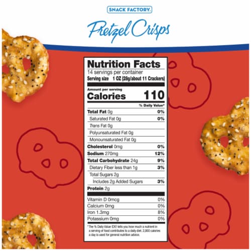 Snack Factory Everything Pretzel Crisps 14 OZ Party Size Bag Perspective: right