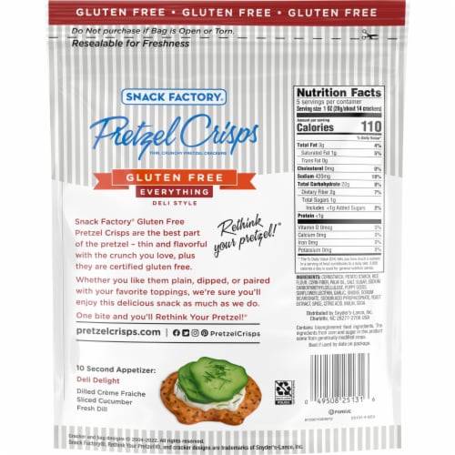 Snack Factory Pretzel Crisps Gluten Free Everything Flavor Perspective: right