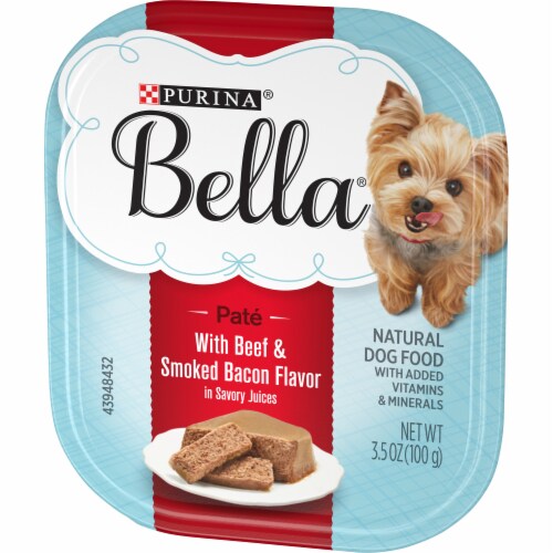 Bella® Pate with Beef and Smoked Bacon in Savory Juices Small Breed Wet Dog Food Perspective: right