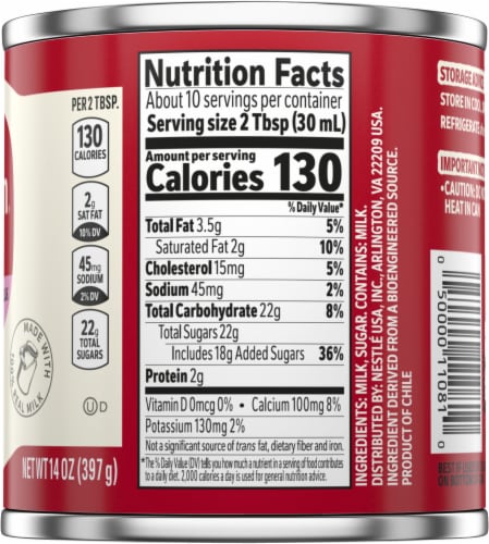 Carnation milk nutrition label