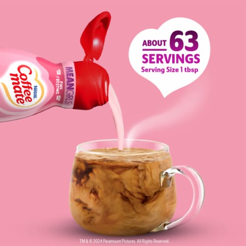 Coffee Mate Mean Girls Pink Frosting Liquid Coffee Creamer Perspective: right