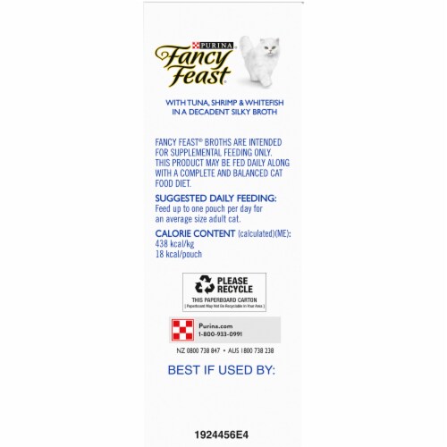 Fancy Feast Broths Classic with Tuna Shrimp & Whitefish Wet Cat Food Pouch Perspective: right