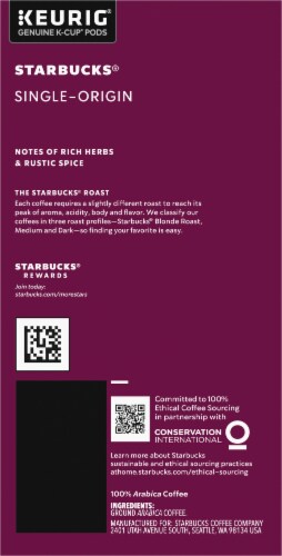 Starbucks® Ground Dark Roast Single-Origin K-Cup Pods Sumatra Coffee Perspective: right