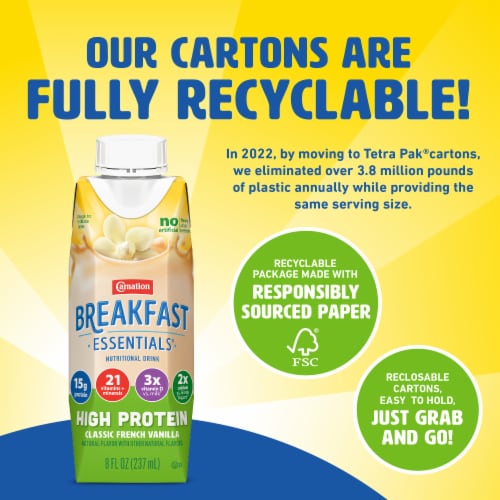 Carnation Breakfast Essentials® Classic French Vanilla High Protein Drink Perspective: right