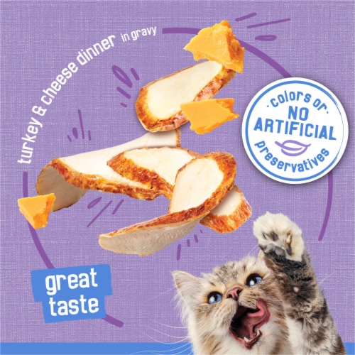 Purina Friskies Shreds Wet Cat Food in Gravy Turkey & Cheese Dinner Perspective: right