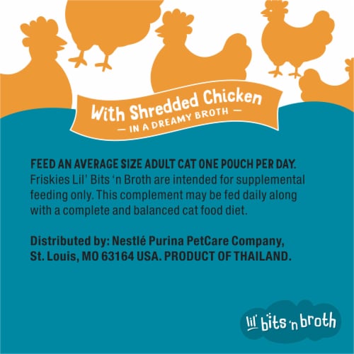 Purina Friskies Lickable Cat Treats Bits ‘n Broth With Shredded Chicken in a Dreamy Broth Perspective: right
