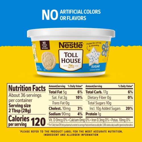 Nestle Toll House Sugar Cookie Dough Tub Ready to Bake Cookie Dough Oven Cookies Perspective: right