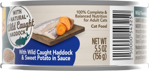 Friskies Wild Favorites Mini Bites With Wild Caught Haddock & Sweet Potato in Sauce Wet Cat Food Perspective: right