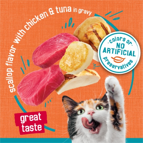 Purina Friskies Tasty Treasures Wet Cat Food Prime Filets Chicken & Tuna in Gravy Perspective: right