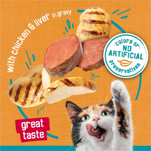 Purina® Friskies® Tasty Treasures® Prime Filets with Chicken & Liver in Gravy Wet Cat Food Perspective: right