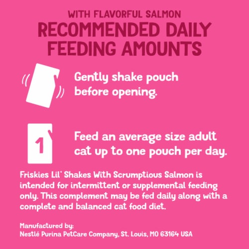 Purina Friskies Lil' Shakes Pureed Cat Food Topper With Scrumptious Salmon Lickable Cat Treats Perspective: right