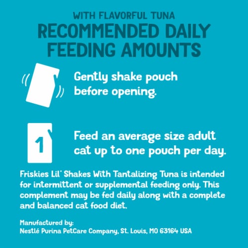 Purina Friskies Lil' Shakes Wet Pureed Cat Food Topper With Tantalizing Tuna Lickable Cat Treats Perspective: right