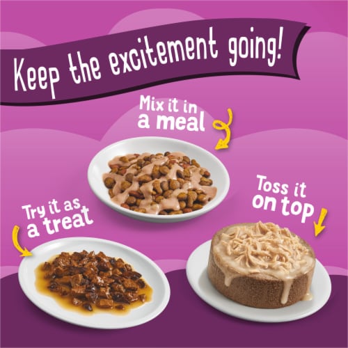 Friskies Lil Complements Variety Pack Lickable Gravy Cat Food Topper Seafood and Poultry Perspective: right