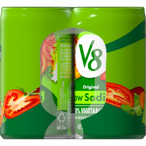 V8 Low Sodium Original 100% Vegetable Juice 5.5 fl oz Can (6 Pack) Perspective: right