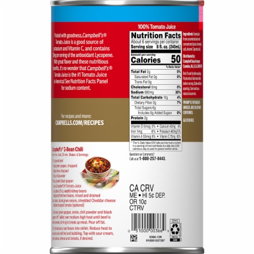 Campbell's® Tomato Juice From Concentrate Perspective: right