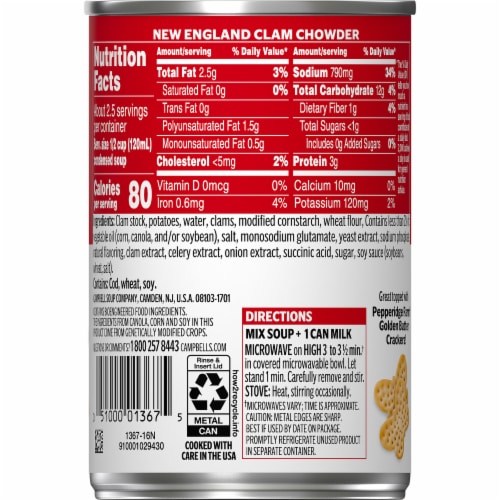 Campbell’s® Condensed New England Clam Chowder Perspective: right