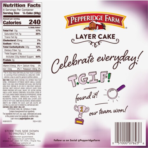 Pepperidge Farm Chocolate Fudge Layer Cake Perspective: right
