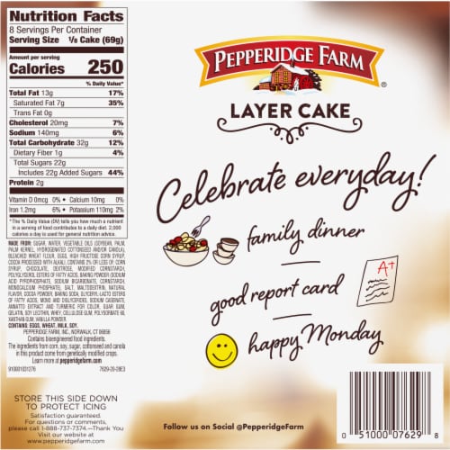 Pepperidge Farm Chocolate Fudge Stripe Layer Cake Perspective: right