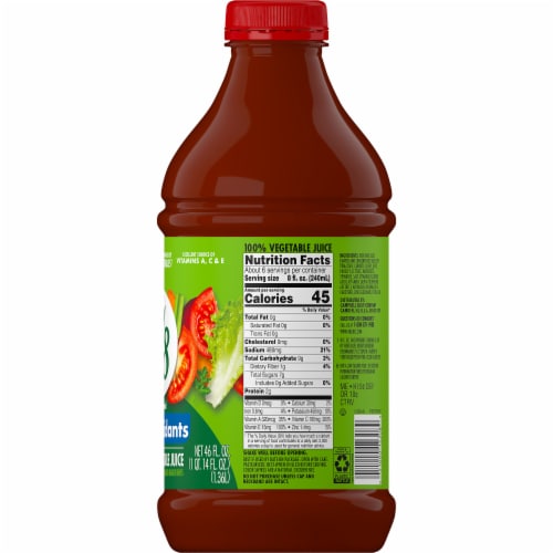 V8® Essential Antioxidants Original 100% Vegetable Juice Bottle Perspective: right