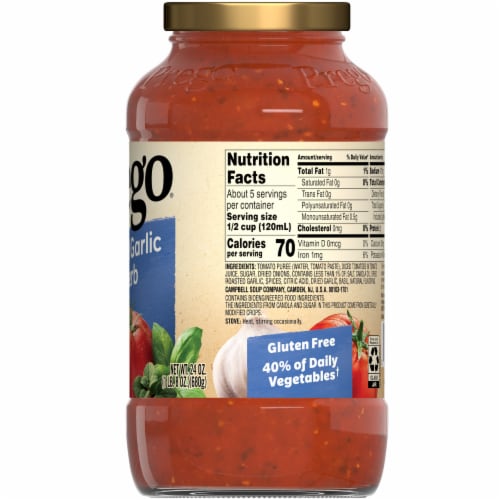 Prego Pasta Sauce, Italian Tomato Sauce with Roasted Garlic & Herbs, 24 oz  Jar