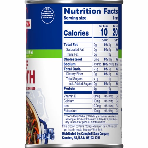 Swanson 100% Natural 50% Less Sodium Beef Broth Perspective: right