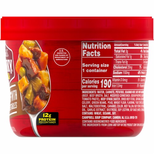 Campbell's® Chunky® Beef with Country Vegetables Soup Microwavable Bowl Perspective: right