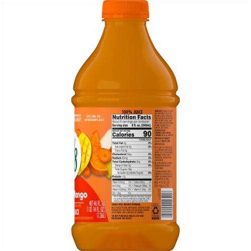 V8® Peach Mango 100% Fruit and Vegetable Juice Bottle Perspective: right
