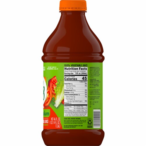 V8® Spicy Hot Low Sodium Vegetable Juice Bottle Perspective: right