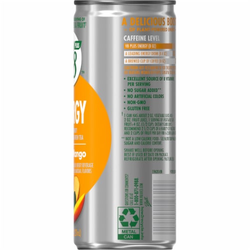 V8+™ Peach Mango Energy Drink Can Perspective: right