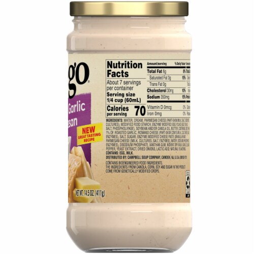 Prego® Alfredo Pasta Sauce with Roasted Garlic and Parmesan Cheese Perspective: right