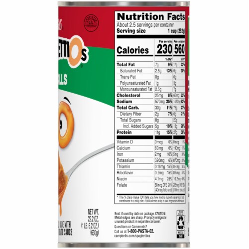 Campbell's® SpaghettiOs Canned Pasta with Meatballs Perspective: right