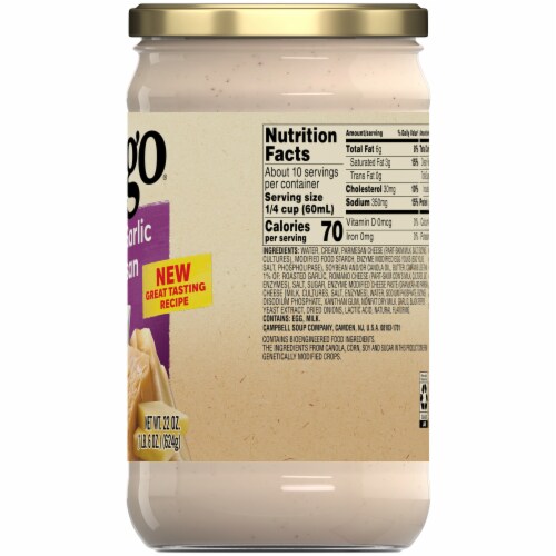 Prego® Alfredo Sauce with Roasted Garlic and Parmesan Cheese Jar Perspective: right