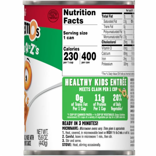 Campbell's® SpaghettiOs® Meatballs A to Z's Canned Pasta Perspective: right