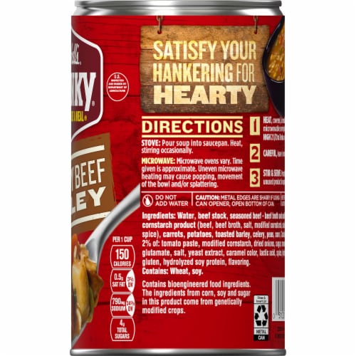 Campbell’s® Chunky® Soup Hearty Beef and Barley Soup Perspective: right