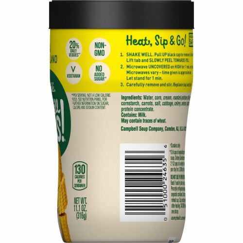 Campbell's® Well Yes!® Sipping Soup Sweet Corn and Roasted Poblano Soup Microwavable Cup Perspective: right