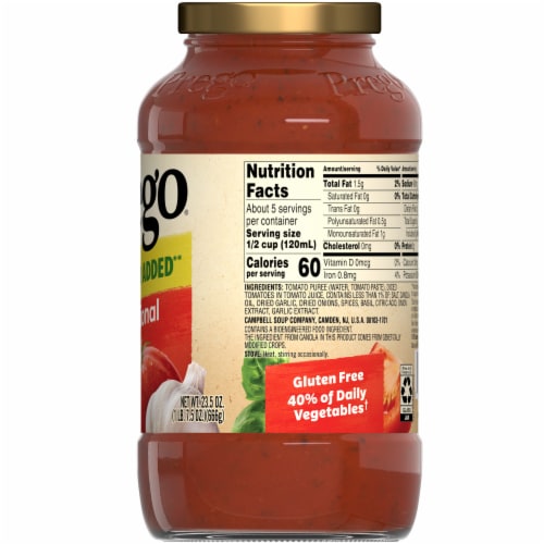 Prego Traditional No Sugar Added Pasta Sauce Perspective: right