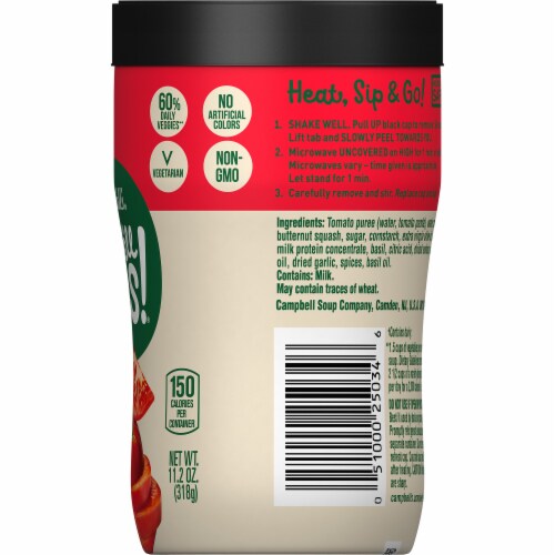 Campbell's Well Yes! Sipping Soup Tomato and Sweet Basil Soup Microwavable Cup Perspective: right
