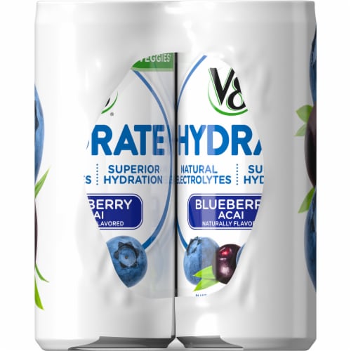 V8 +Hydrate Blueberry Acai Plant Based Hydrating Beverage 6 Cans Perspective: right