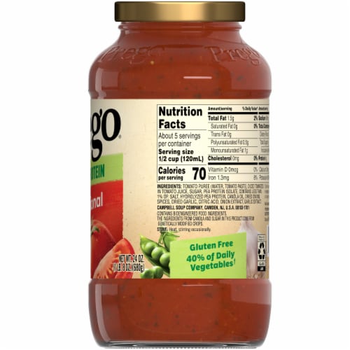 Prego Plant Protein Traditional Pasta Sauce Perspective: right