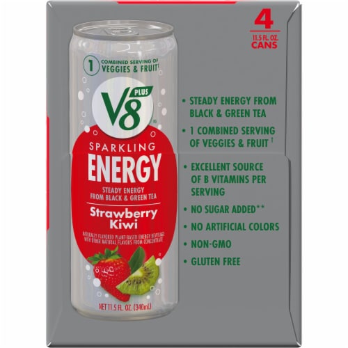 V8 +SPARKLING ENERGY Strawberry Kiwi Energy Drink Perspective: right