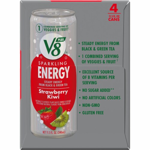 V8™ +SPARKLING ENERGY Strawberry Kiwi Energy Drink Perspective: right