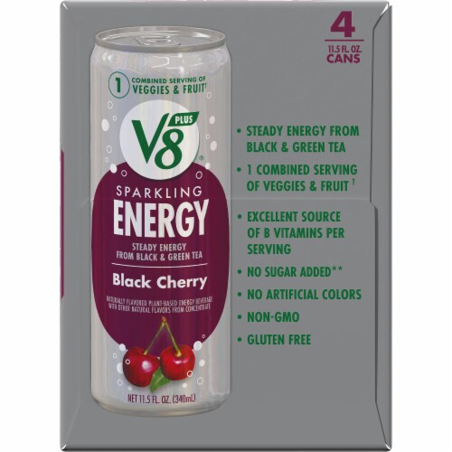 V8 Plus™ Energy Black Cherry Sparkling Energy Drink Perspective: right